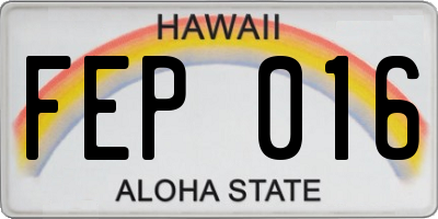 HI license plate FEP016