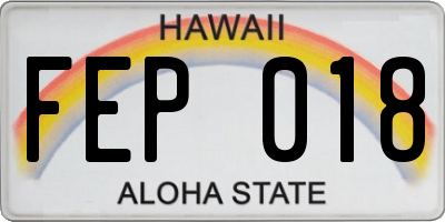 HI license plate FEP018