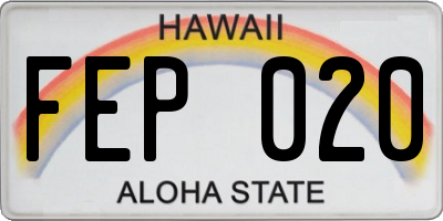 HI license plate FEP020