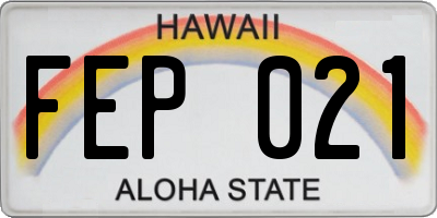 HI license plate FEP021
