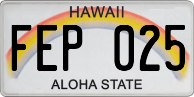 HI license plate FEP025