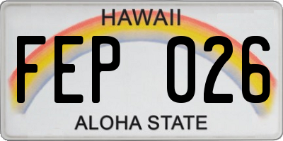 HI license plate FEP026