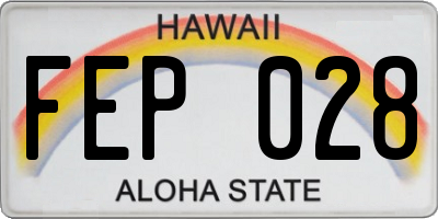 HI license plate FEP028