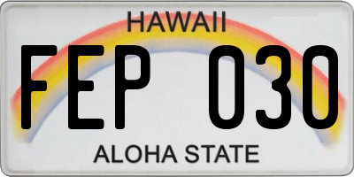 HI license plate FEP030