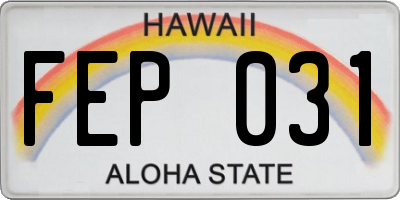 HI license plate FEP031