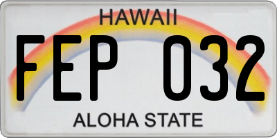 HI license plate FEP032
