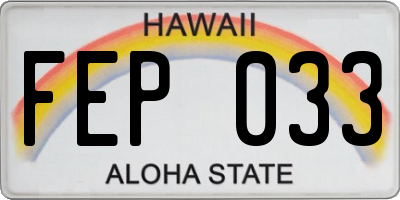 HI license plate FEP033