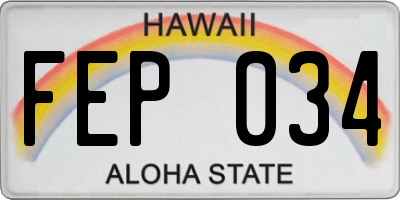 HI license plate FEP034