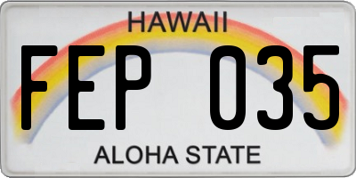 HI license plate FEP035