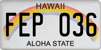 HI license plate FEP036