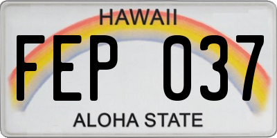 HI license plate FEP037