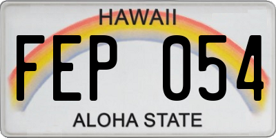 HI license plate FEP054