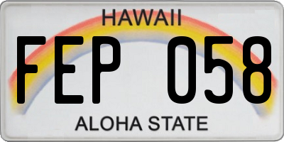 HI license plate FEP058