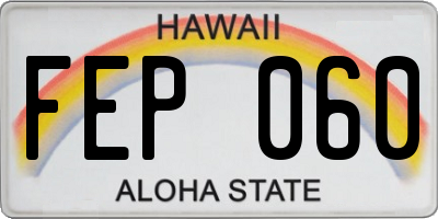 HI license plate FEP060