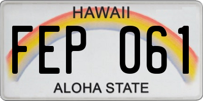 HI license plate FEP061