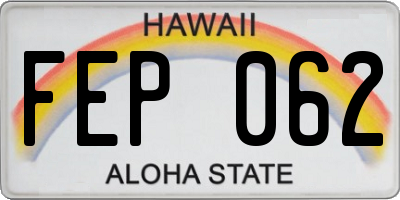 HI license plate FEP062