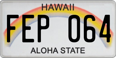 HI license plate FEP064
