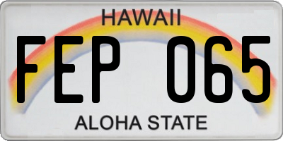 HI license plate FEP065