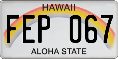HI license plate FEP067