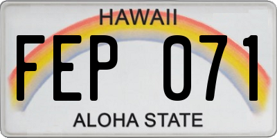HI license plate FEP071