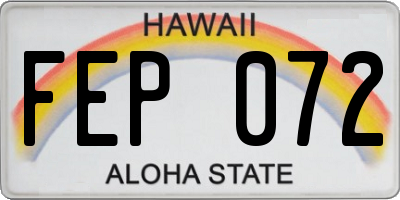HI license plate FEP072