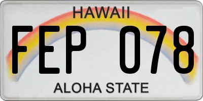 HI license plate FEP078
