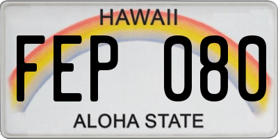 HI license plate FEP080
