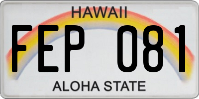 HI license plate FEP081