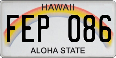 HI license plate FEP086