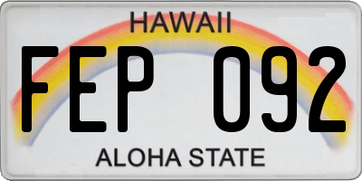 HI license plate FEP092