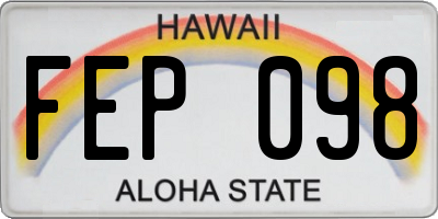 HI license plate FEP098
