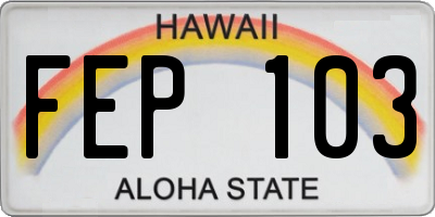 HI license plate FEP103