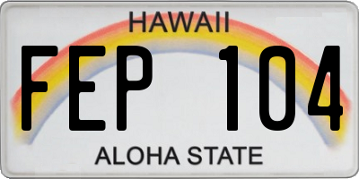 HI license plate FEP104