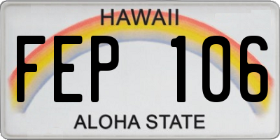 HI license plate FEP106