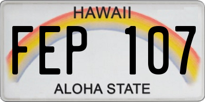 HI license plate FEP107