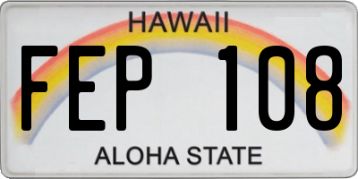 HI license plate FEP108