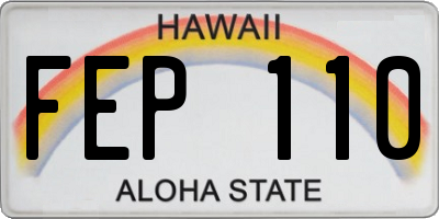HI license plate FEP110