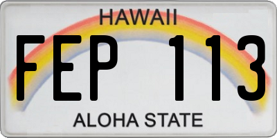 HI license plate FEP113