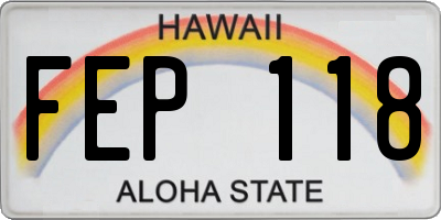 HI license plate FEP118