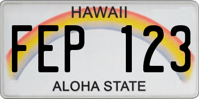 HI license plate FEP123