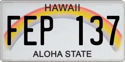 HI license plate FEP137