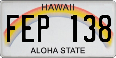 HI license plate FEP138
