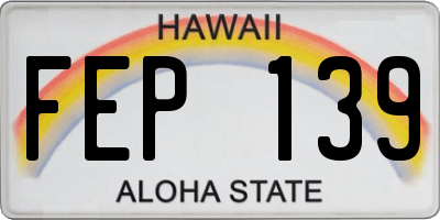 HI license plate FEP139