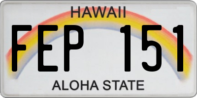 HI license plate FEP151