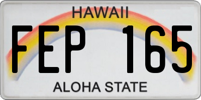 HI license plate FEP165