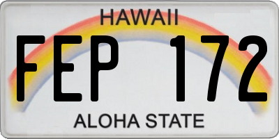 HI license plate FEP172