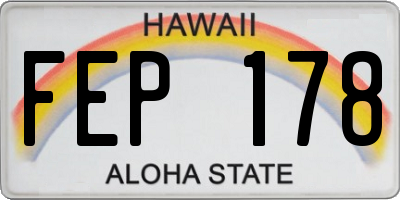 HI license plate FEP178