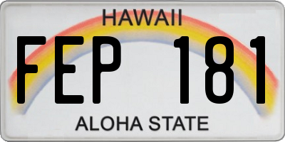 HI license plate FEP181