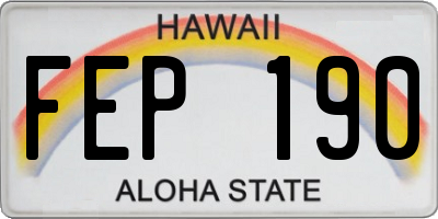 HI license plate FEP190