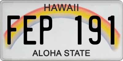HI license plate FEP191